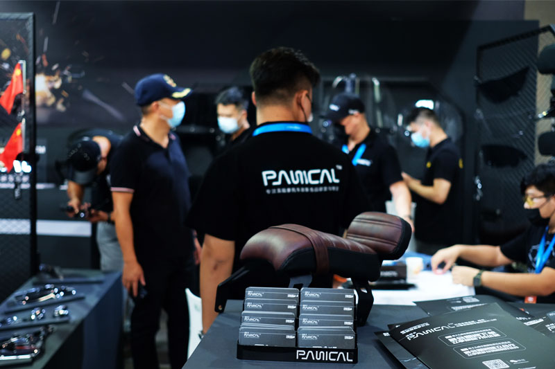 PANICAL motorcycle accessories display and visitors at the 2021 Chongqing Motorcycle Expo