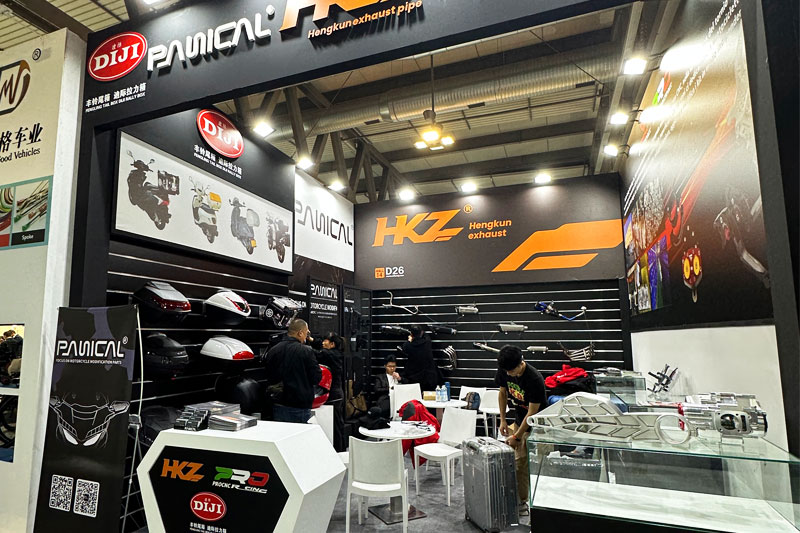 PANICAL motorcycle accessories exhibition booth at the 2023 Milan Motorcycle Show