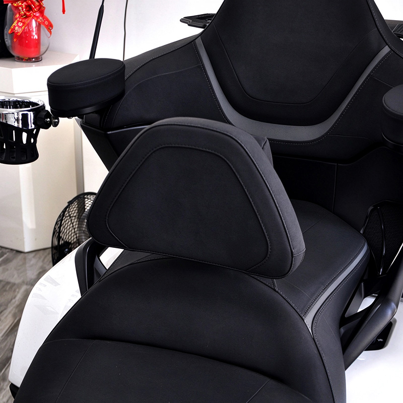 PANICAL Honda Gold Wing GL1800 matte Gen 1 quick-release rider backrest installed on motorcycle 2018-2026 black