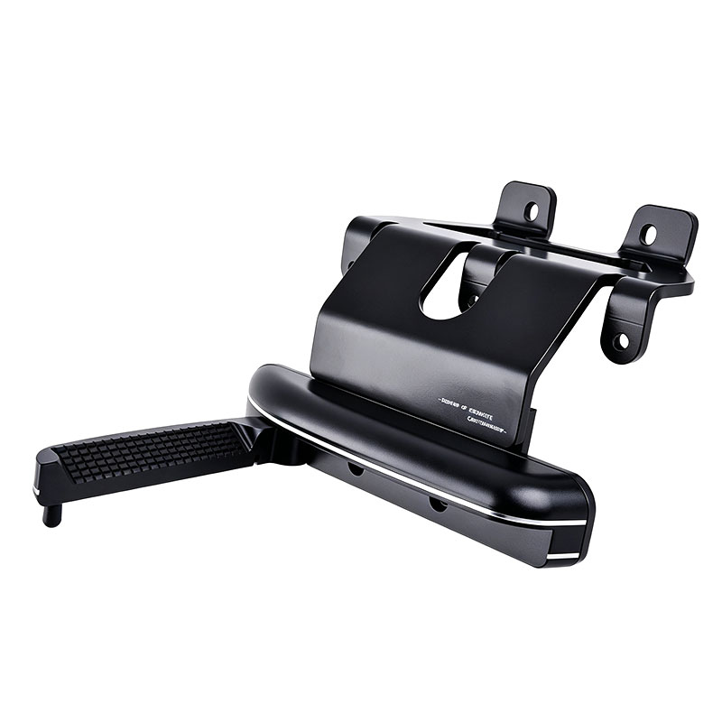 Close-up of PANICAL flip-out highway peg folding structure and black footrest surface