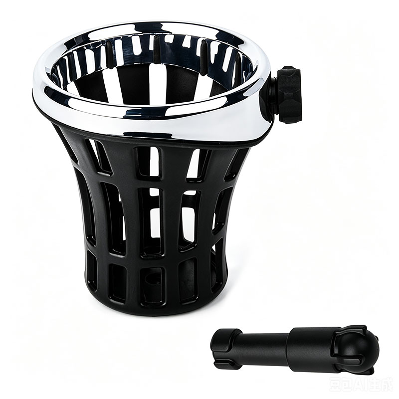 PANICAL Bright Chrome 16mm drink holder shown with mounting components