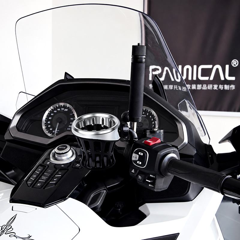 PANICAL Honda Gold Wing GL1800 small 16mm drink holder installed on motorcycle pearl chrome 2018-2026