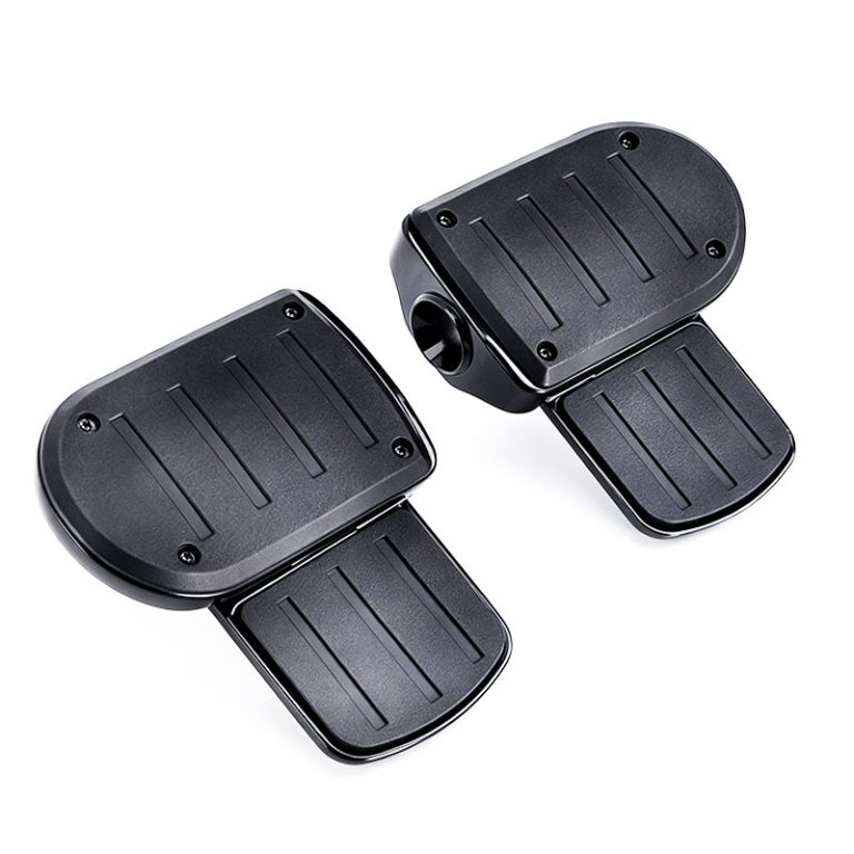 PANICAL Foldable Motorcycle Foot Pegs – Wide Black Footrests