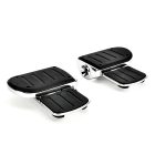 PANICAL Foldable Motorcycle Foot Pegs – Wide Silver Footrests
