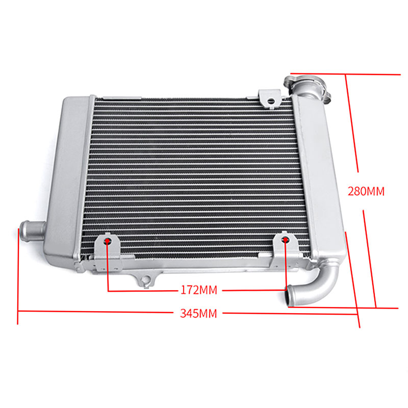 Gold Wing GL1800 Right Radiator OEM-size dimensions and mounting points