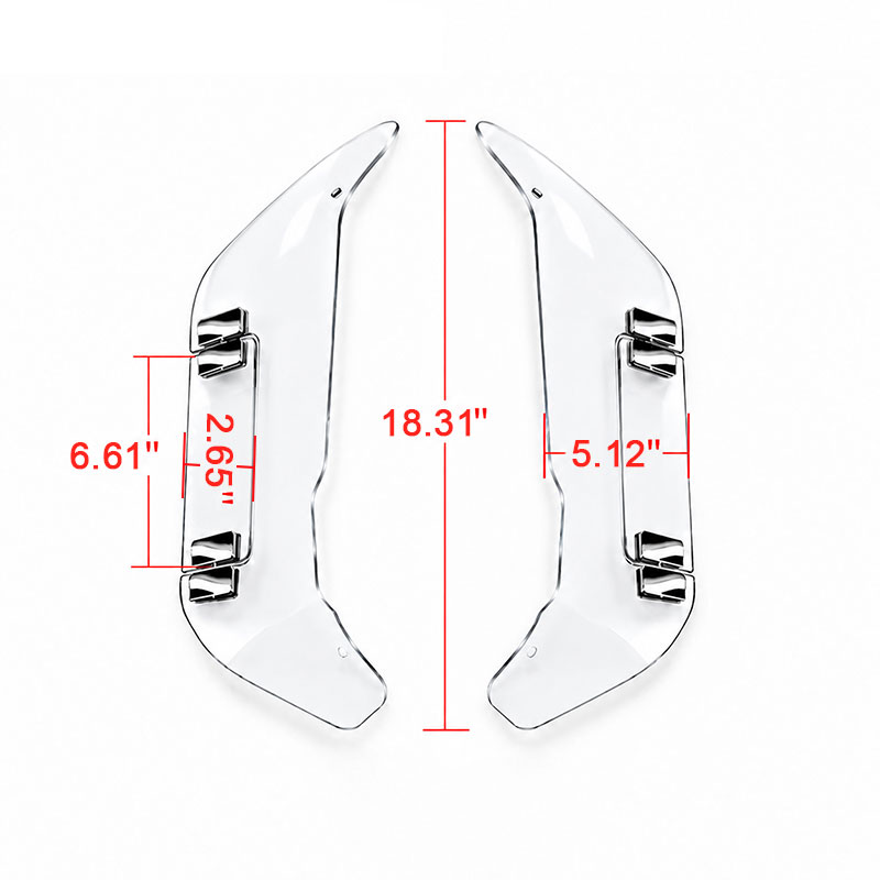 PANICAL Gold Wing GL1800 F6B Clear Side Air Deflectors dimensions showing 18.31 inch height and 5.12 inch panel width