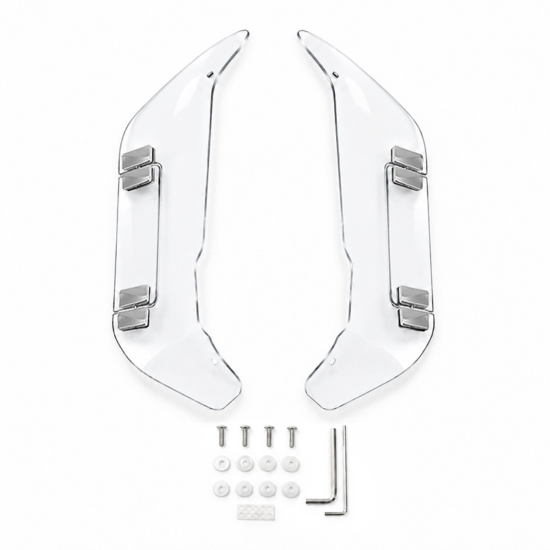 DS20221009-B-1 PANICAL Gold Wing GL1800 F6B Clear Side Air Deflectors adjustable 4mm PC left and right set with pearl chrome hardware for 2018-2026 models