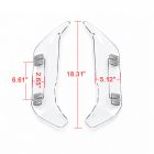 PANICAL Gold Wing GL1800 F6B Clear Side Air Deflectors dimensions showing 18.31 inch height and 5.12 inch panel width with pearl chrome hardware