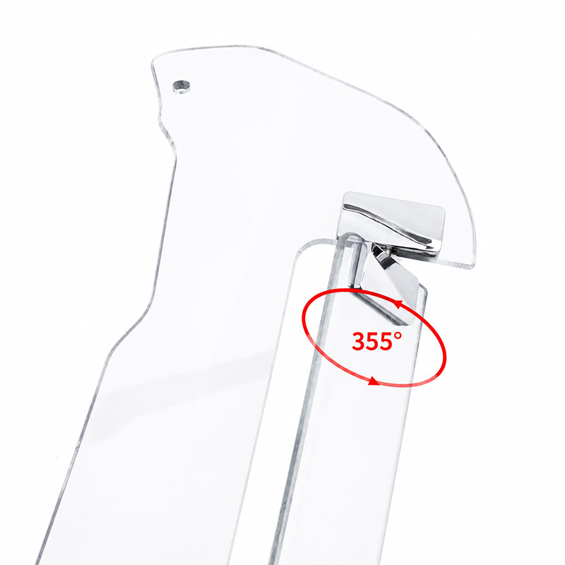 PANICAL Gold Wing GL1800 F6B Clear Side Air Deflectors showing 355 degree adjustable pearl chrome pivot mechanism