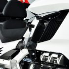 PANICAL Gold Wing GL1800 F6B Clear Side Air Deflectors with piano black hardware installed on the side fairing of a 2018-2026 Honda Gold Wing
