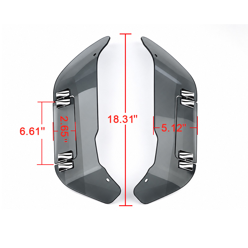 PANICAL Gold Wing GL1800 F6B Gray Side Air Deflectors adjustable 4mm PC left and right set with chrome hardware for 2018-2026 models