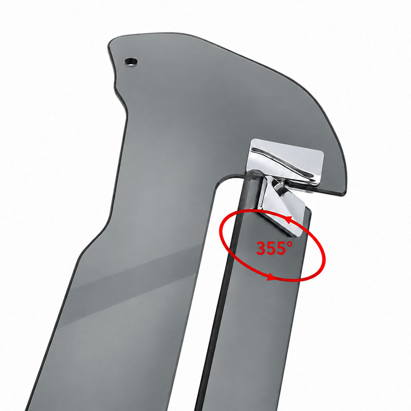 PANICAL Gold Wing GL1800 F6B Gray Side Air Deflectors showing 355 degree adjustable chrome pivot mechanism