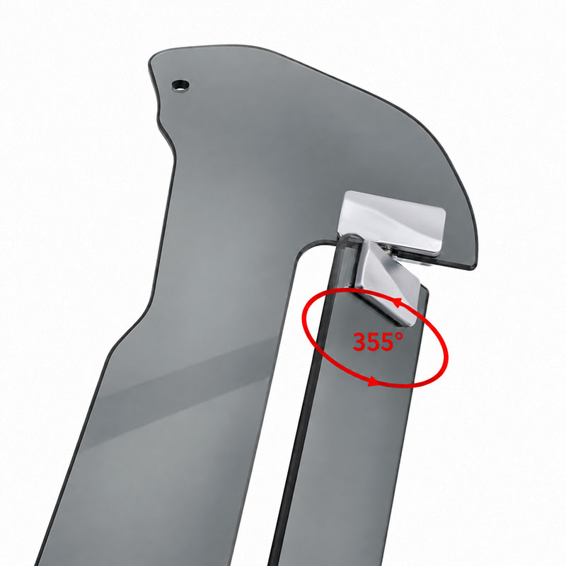 PANICAL Gold Wing GL1800 F6B Gray Side Air Deflectors showing 355 degree adjustable pearl chrome pivot mechanism
