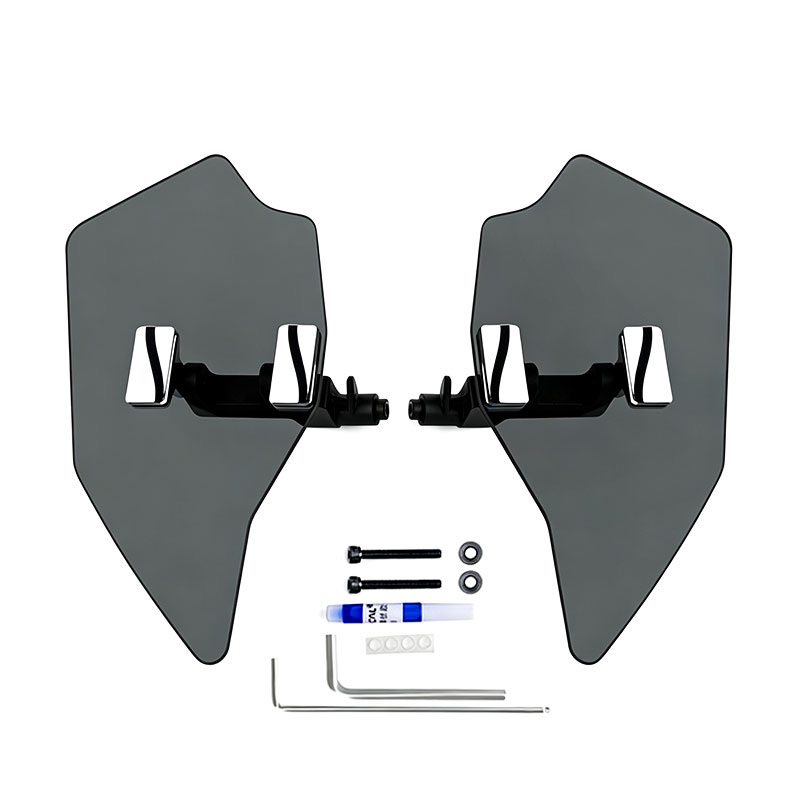 DS20221121-D-1 PANICAL Gold Wing GL1800 F6B Gray Hand Wind Deflectors adjustable left and right 4mm PC set with bright chrome hardware for 2018-2026 models