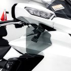 PANICAL Gold Wing GL1800 F6B gray long hand wind deflectors with piano black hardware installed below rearview mirror