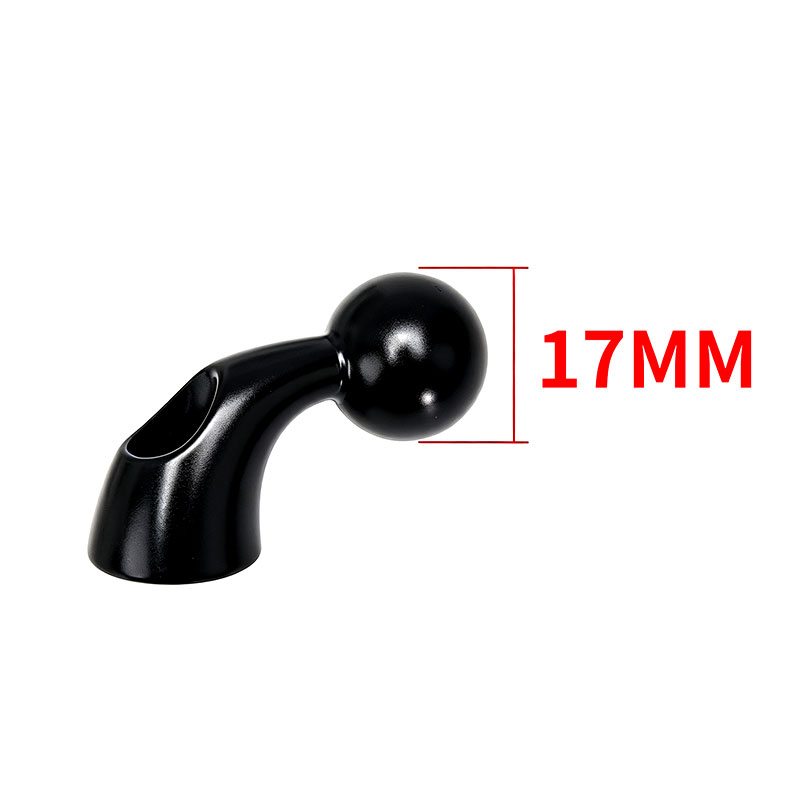 17mm Motorcycle Bent Ball Mount dimensions and through hole size