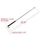 PANICAL universal motorcycle whip antenna 570 mm long with M6 threaded mounting specification
