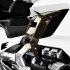 PANICAL Gold Wing GL1800 F6B Light Gray Side Air Deflectors with piano black hardware installed on the side fairing of a 2018-2026 Honda Gold Wing