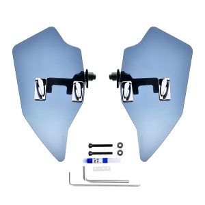 PANICAL Gold Wing GL1800 F6B Blue PMMA Hand Wind Deflectors adjustable left and right wide set with chrome hardware for 2018-2026 models