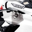 PANICAL Gold Wing GL1800 F6B light gray PMMA long hand wind deflectors with pearl chrome hardware installed below rearview mirror
