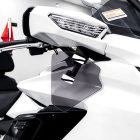 PANICAL Gold Wing GL1800 F6B gray purple tint PMMA long hand wind deflectors with pearl chrome hardware installed below rearview mirror