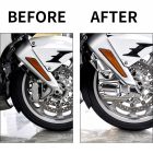 PANICAL Gold Wing Bright Chrome Front Brake Caliper Covers before and after installation 2018-2026
