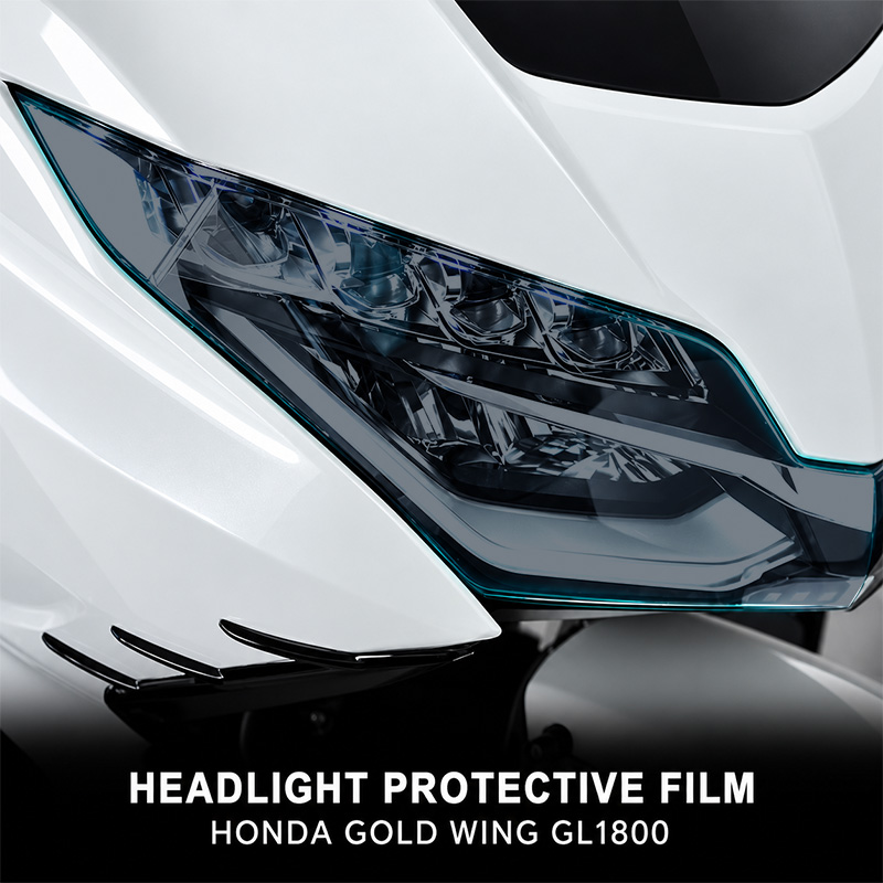PANICAL Gold Wing GL1800 F6B Light Smoke TPU Headlight Protective Film installed on 2018-2026 Honda Gold Wing