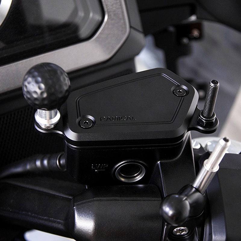 PANICAL Gold Wing GL1800 clutch reservoir extension mount base installed on left-side clutch fluid reservoir